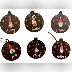 Gnome Christmas ornaments. 6 piece set - coffee